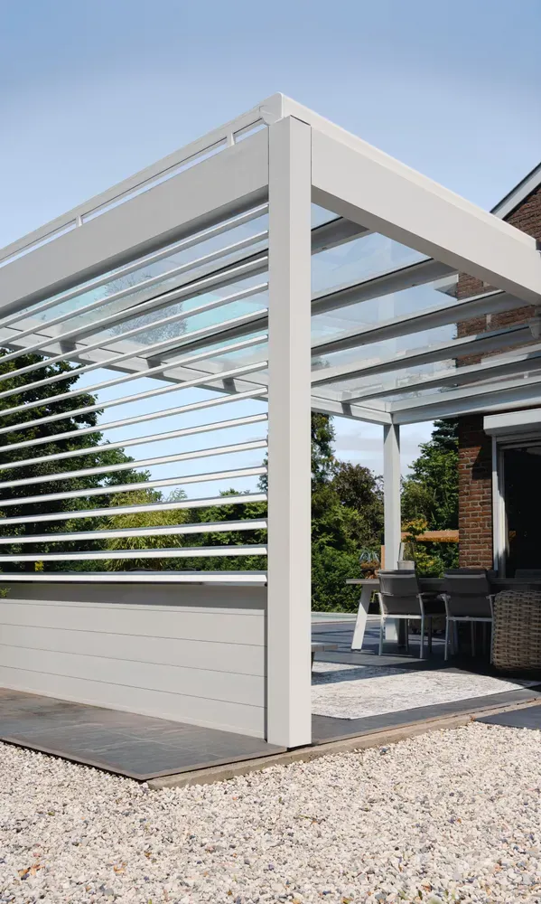 Pergola szklana dachowa MAPALU - detal szklanego dachu